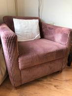 Twee comfortabele fauteuils van bruine ribstof, Huis en Inrichting, Fauteuils, Ophalen, Gebruikt, Minder dan 75 cm, 75 tot 100 cm