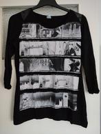 MS Mode zwart dames shirt met print bedrukking en ronde hals, Kleding | Dames, T-shirts, Maat 38/40 (M), Zwart, Ophalen of Verzenden