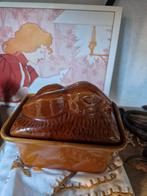 Vintage Franse bruine geglazuurde keramische foie gras met d, Ophalen of Verzenden