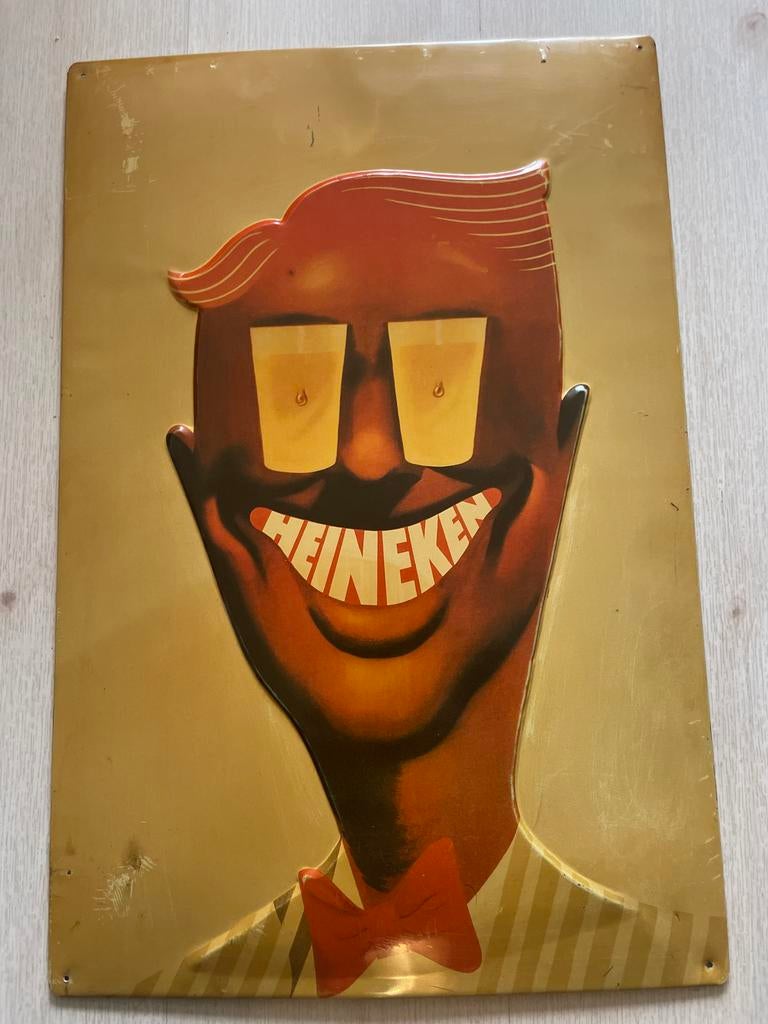 Vintage Heineken Reclamebord, Verzamelen, Merken en Reclamevoorwerpen, Ophalen of Verzenden, Gebruikt, Reclamebord