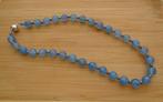 ketting blauw mineraal met zilveren JKa bolsluiting [693], Verzenden, Zo goed als nieuw, Blauw, Steen of Mineraal