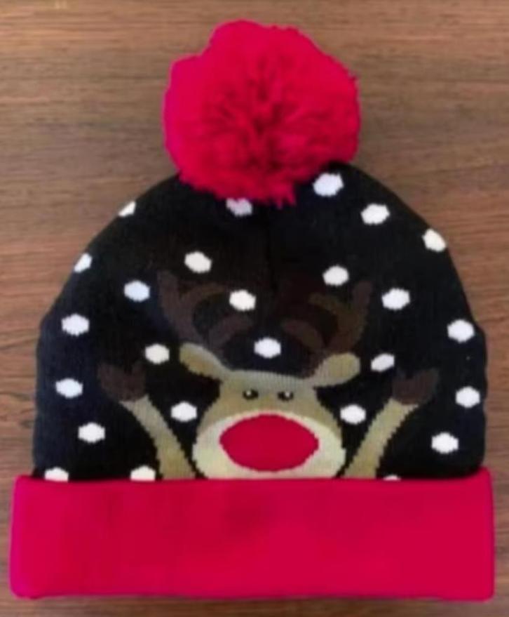 Rendier muts, kerstmuts, wintermuts rood, zwart witte stippe, Kleding | Heren, Mutsen, Sjaals en Handschoenen, Zo goed als nieuw