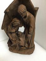 Antieke Houten Kerststal: Jozef, Maria & Kindje Jezus, Diversen, Kerst, Ophalen of Verzenden, Gebruikt