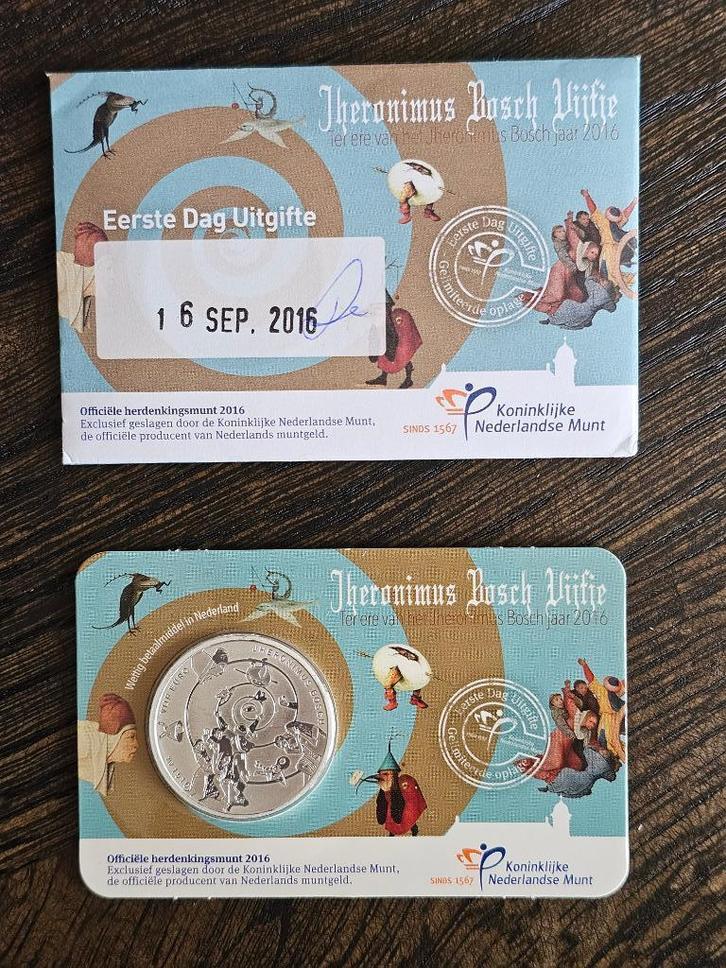 Jheronimus Bosch Vijfje - 1ste Dag - Coincard, Postzegels en Munten, Munten | Nederland, Losse munt, Euro's, Koningin Beatrix