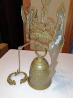 Een grote koperen deurbel met engeltje en haantje, Antiek en Kunst, Antiek | Koper en Brons, Ophalen of Verzenden