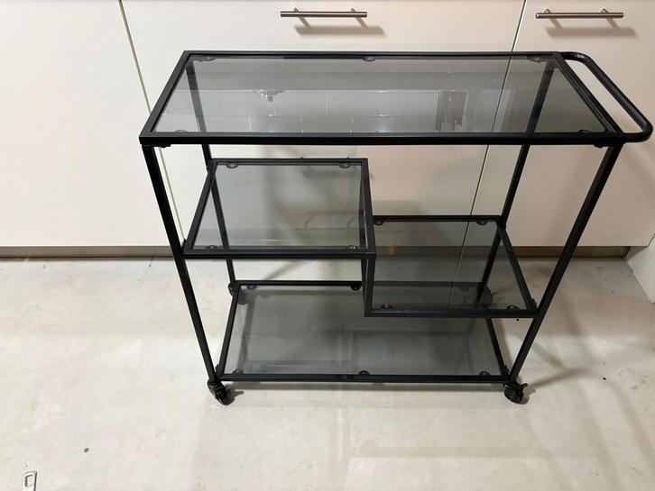 Woood leona trolley, Huis en Inrichting, Tafels | Sidetables, Zo goed als nieuw, 25 tot 50 cm, 50 tot 100 cm, Rechthoekig, Glas