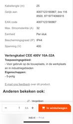 Krachtstroom Verlengkabel Brennenstuhl 25m 32A Nieuw, Ophalen of Verzenden, Nieuw, Kabel of Snoer