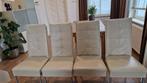 Guatamala Echt Leder Ivoor 20 eetkamer stoelen (4stuks), Ophalen, Gebruikt, Overige kleuren, Metaal