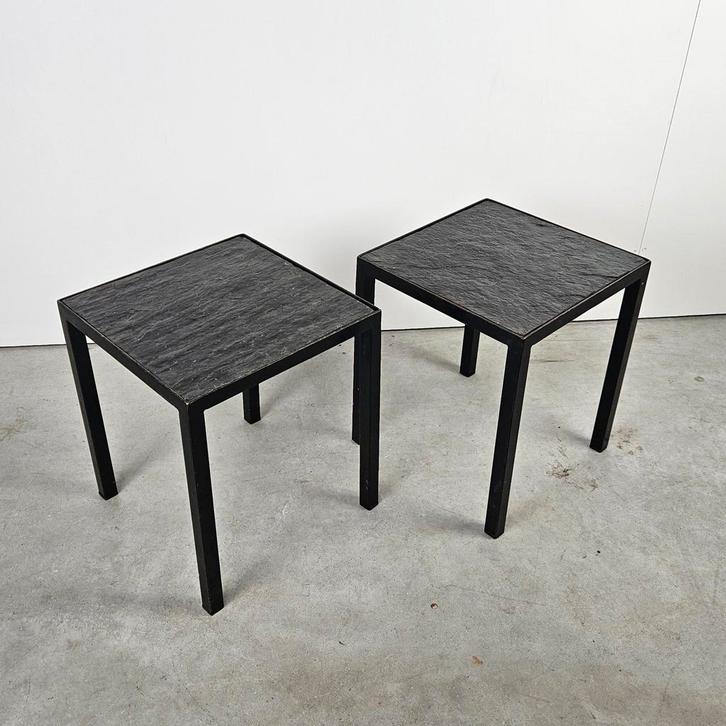 Vintage bijzettafeltjes leisteen, Verzamelen, Retro, Huis en Inrichting, Ophalen of Verzenden