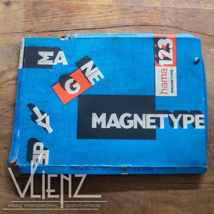 Vintage, retro Hama Magnetype, magnetische 3D letters wit, Verzamelen, Retro, Huis en Inrichting, Ophalen of Verzenden