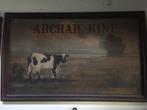 Oude slagerij wanddecoratie koe geschilderd op paneel, Antiek en Kunst, Ophalen of Verzenden