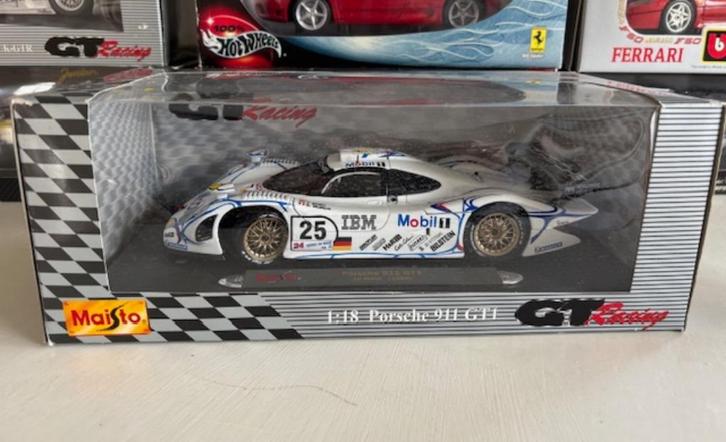 Model auto Porsche 911 GT1 1:18, Hobby en Vrije tijd, Modelauto's | 1:18, Nieuw, Auto, Maisto, Ophalen