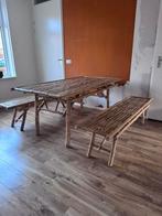 Bamboe Picknicktafel en banken, Ophalen, Zo goed als nieuw, Rechthoekig, Hout