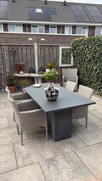 Tuinstel tafel  marmeren blad kl grijs  4 stoelen, Ophalen, Zo goed als nieuw, Overige materialen