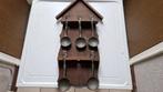 oud houten wandbord met 5 tinnen lepels, Ophalen of Verzenden