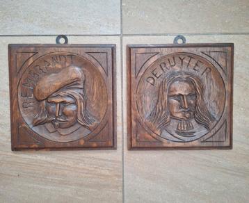 Oude Eiken Panelen Rembrandt & De Ruyter beschikbaar voor biedingen