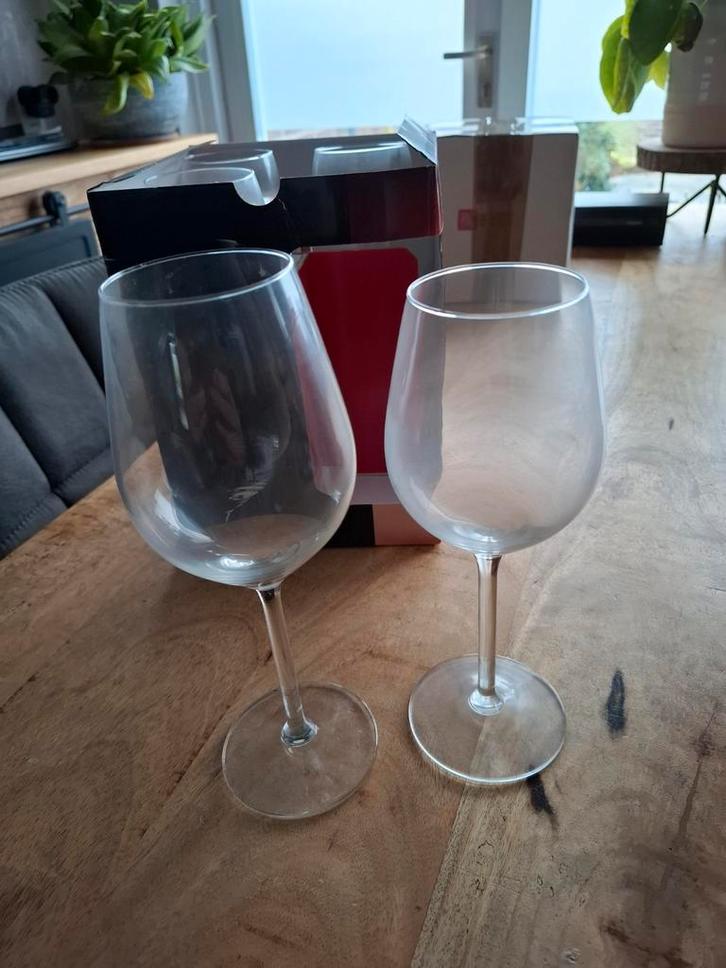 Set grote wijnglazen 38cl en 50cl, Huis en Inrichting, Keuken | Servies, Nieuw, Glas of Glazen, Overige stijlen, Glas, Ophalen