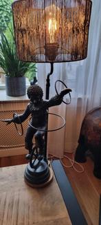 Bronzen tafellamp met kap -  Clownfiguur op een eenwieler, Verzenden