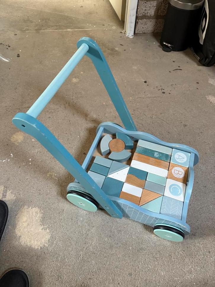 Little Dutch Blokkenkar & Stapelblokken - Gebruikt, Kinderen en Baby's, Speelgoed | Houten speelgoed, Gebruikt, Duw- of Trekspeelgoed