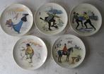 vijf antieke keramiek borden Les Sports oa schaatsen, Verzenden