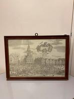 Oude prent Alkmaar in houten lijst ( kaas ) handel., Ophalen of Verzenden