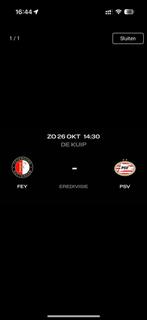 Feyenoord-Psv 1 ticket te koop, Tickets en Kaartjes, Eén persoon
