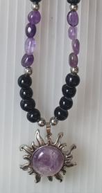 Handgemaakte ketting met amethist., Met hanger, Verzenden, Paars, Nieuw