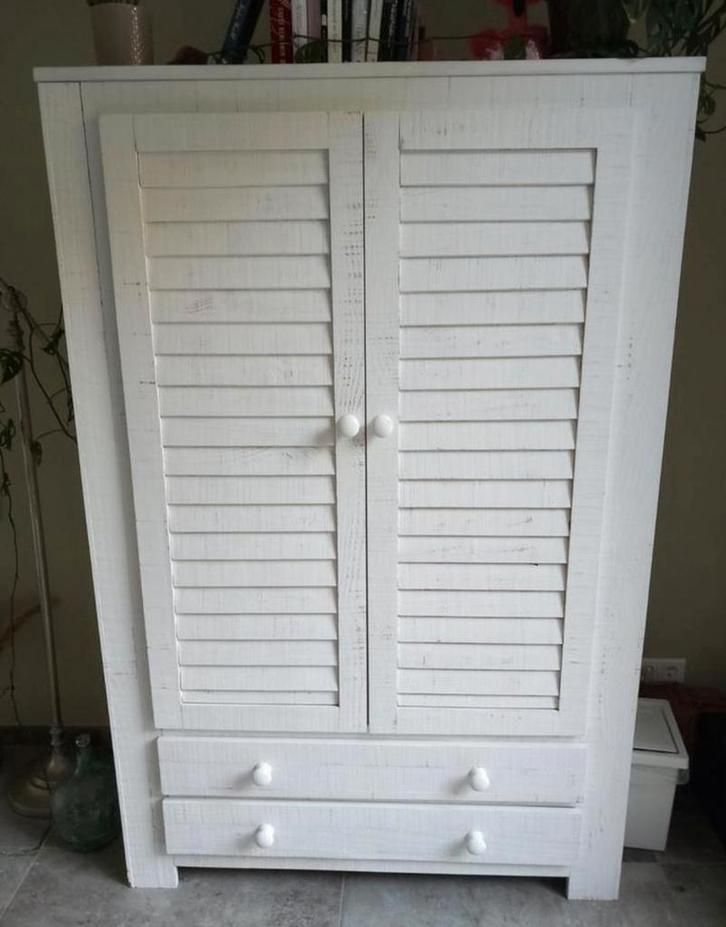 Houten Kast met Louvre Deuren en Lades, Huis en Inrichting, Kasten | Kledingkasten, Gebruikt, 150 tot 200 cm, 100 tot 150 cm, 50 tot 75 cm