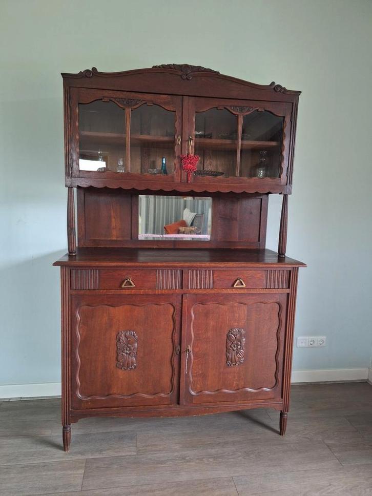 Buffetkast Buffet kast antiek eiken spiegel hele mooie staat, Huis en Inrichting, Kasten | Buffetkasten, Gebruikt, 150 tot 200 cm
