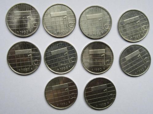 Nederland guldens Beatrix 1982-2000 10 verschillende jaren, Postzegels en Munten, Munten | Nederland, Setje, 1 gulden, Koningin Beatrix