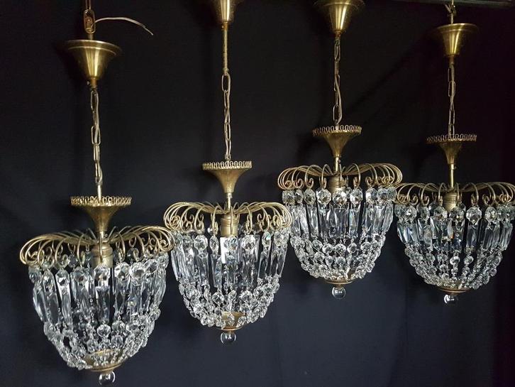 2 aardbei hanglampjes, Huis en Inrichting, Lampen | Kroonluchters, Gebruikt, Glas, Metaal, Ophalen of Verzenden