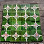 Set van 16 art nouveau tegels Belga, groen met bloem, Antiek en Kunst, Ophalen