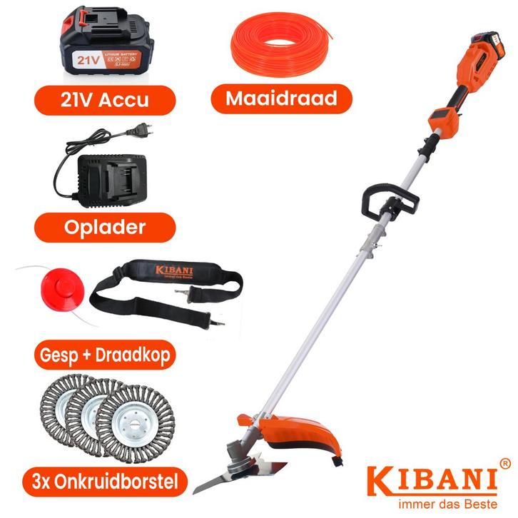 Kibani Accu Bosmaaier 3x onkruidborstel 15CM kantenmaaier, Tuin en Terras, Bosmaaiers, Nieuw, Ophalen