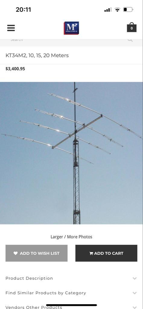 M2 KT34M2 Antenne 10/15/20 Meter, Telecommunicatie, Antennes en Masten, Refurbished, Antenne, Ophalen