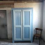 Vintage Franse kast blauw uniek planken, Ophalen of Verzenden
