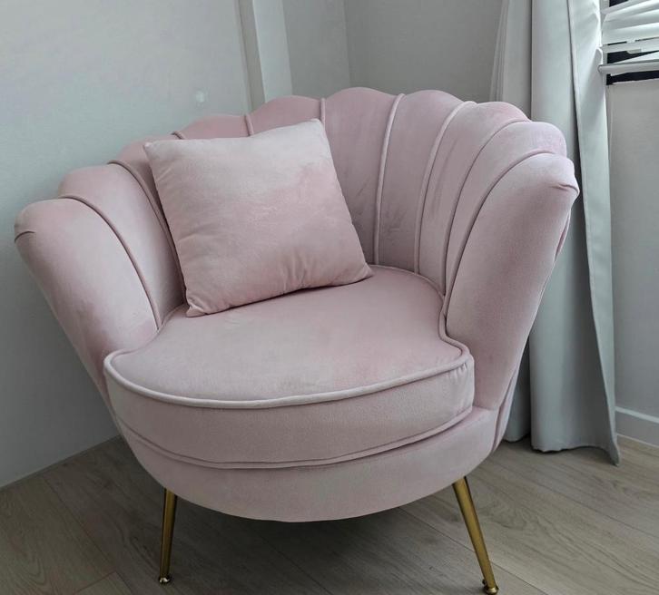 Roze velvet stoel, Huis en Inrichting, Fauteuils, Zo goed als nieuw, 50 tot 75 cm, 75 tot 100 cm, Ophalen