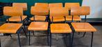8 vintage Prekishaaf schoolstoelen kantine stoelen., Huis en Inrichting, Stoelen, Ophalen, Gebruikt, Bruin, Metaal