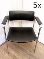 5 KIKI Mid-Century skai/chroom stoelen van Limari Tapiovaara, Ophalen, Gebruikt, Zwart, Mid-Century-Modern Scandinavian