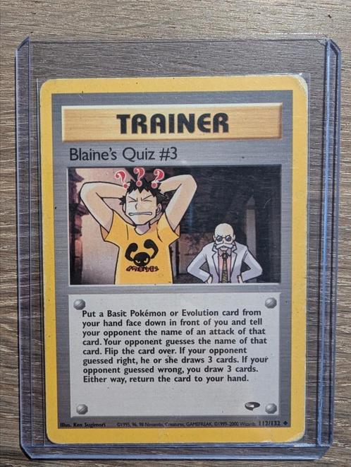 Blaine's Quiz #3 uit Gym Challenge 112/132, Hobby en Vrije tijd, Verzamelkaartspellen | Pokémon, Zo goed als nieuw, Losse kaart