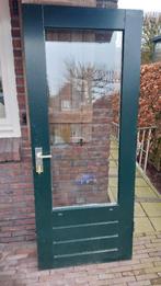 Hardhouten buitendeur, dubbel glas, met kozijn, Doe-het-zelf en Verbouw, Kozijnen en Schuifpuien, Gebruikt, Deurkozijn, 150 tot 225 cm