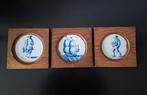 Oude Wandtegels in houten Frame - Delfts Blauw, Ophalen of Verzenden