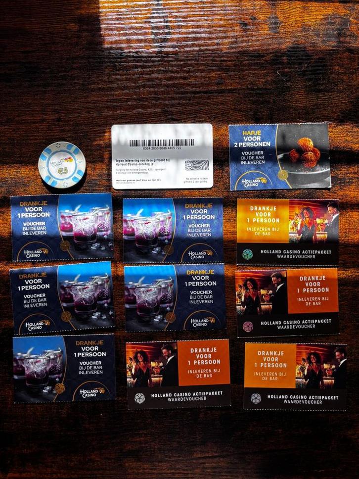 compleet Holland Casino waardepakket, Tickets en Kaartjes, Kortingen en Cadeaubonnen, Eén persoon, Overige typen, Cadeaubon
