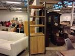 Wandkast 215 x 70cm metaal met massief hout