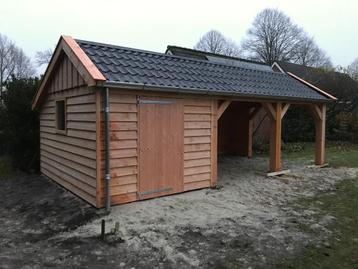 Douglas kap schuur met overkapping 3.50 x 7.00 meter  beschikbaar voor biedingen