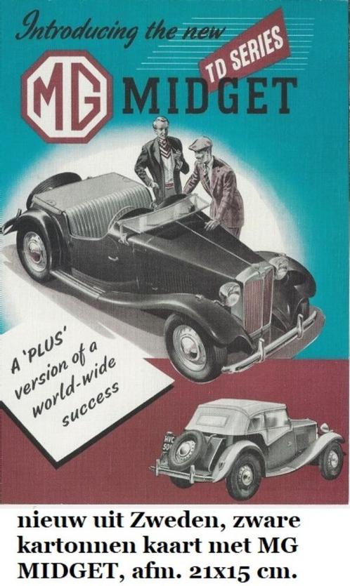 oude reclameposter van de MG MIDGET, heruitgebracht op kaart, Verzamelen, Automerken, Motoren en Formule 1, Nieuw, Auto's, Ophalen of Verzenden