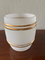 Art Nouveau punchbowl van melkglas met vergulde randen., Ophalen of Verzenden