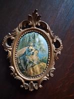 Vintage Wanddecoratie met Romantisch Tafereel, Sieraden, Tassen en Uiterlijk, Broches, Brons, Gebruikt, Ophalen of Verzenden, Goud