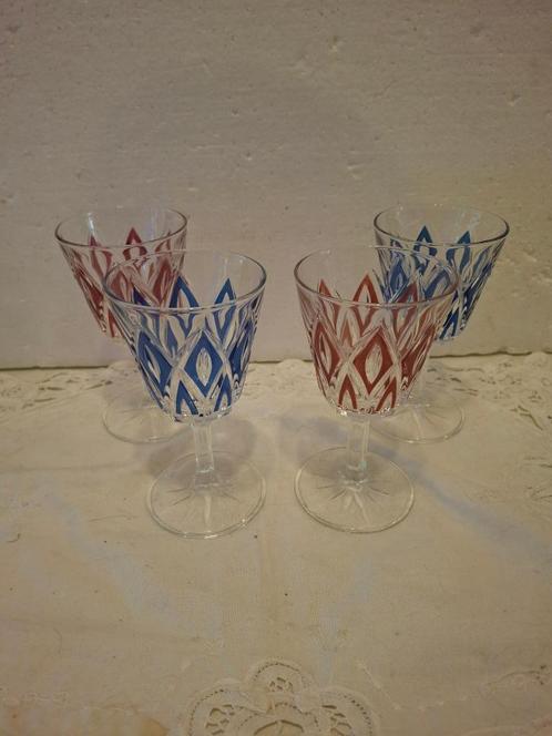 Harlequin Reims - 4 mooi geslepen portglaasjes, Antiek en Kunst, Antiek | Glas en Kristal, Ophalen of Verzenden