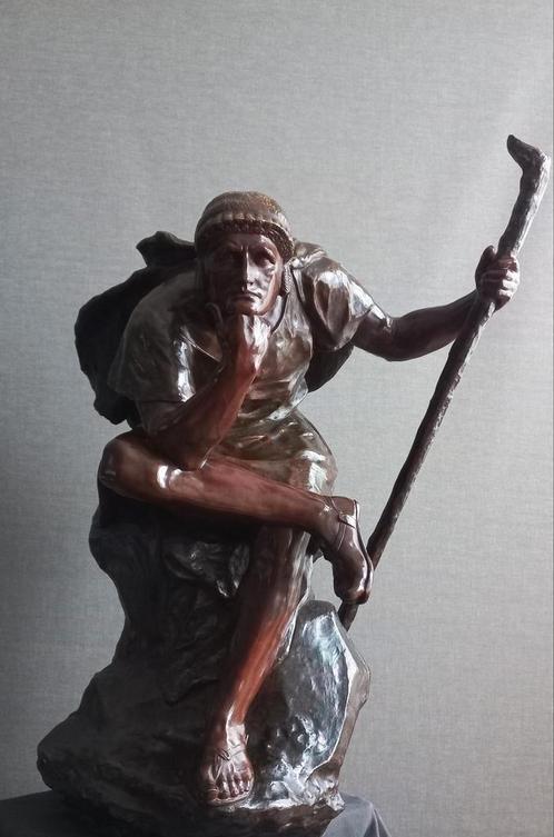 Brons Sculptuur Oedipus Meditating Henri Daniel Contenot, Antiek en Kunst, Antiek | Koper en Brons, Brons, Ophalen of Verzenden