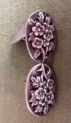 Nederlands zilveren florale manchetknopen voor 1953, Ophalen, Zo goed als nieuw, Zilver